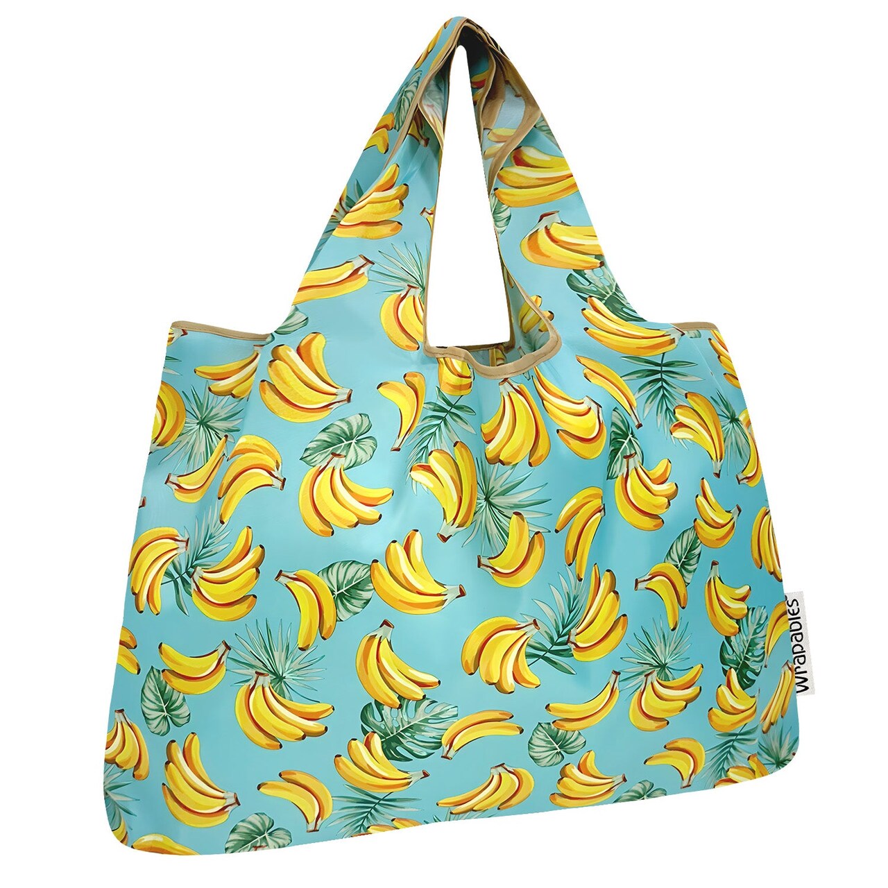 Wrapables Large Foldable Tote Nylon Reusable Grocery Bags, Bananas